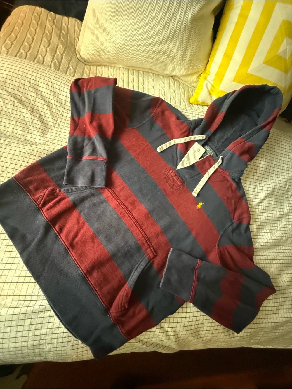 Polo by Ralph Lauren Navy & Burgundy Striped Zip-Up Hoodie